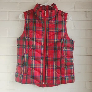 Lands End Damen Schottenkaro Daunen gefütterte Weste Damen XS 2-4 rot grün blau - Bild 1 von 6