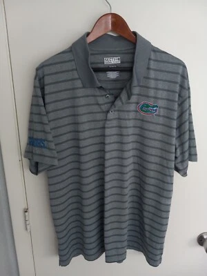 Florida Gators Majestic Section 101 Golf ⛳ Polo Shirt Gray Striped Mens XL - Image 1 of 4