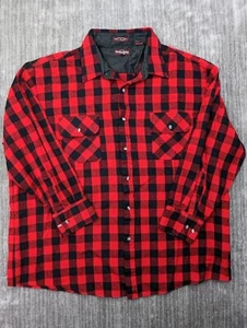 Vtg Northwest Territory Grunge Punk Emo Flannel Button Up Red Black 3XL - Picture 1 of 8