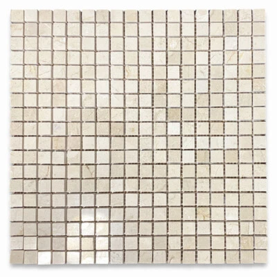 M22XP Crema Marfil Beige Marble 5/8x5/8 Grid Square Mosaic Tile Polished - Image 1 of 4