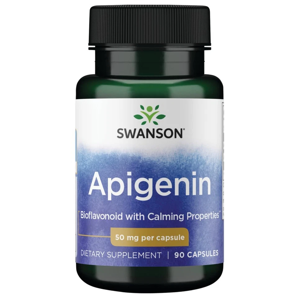 Suplemento de apigenina Swanson 50 mg salud celular alivio del estrés apoyo para dormir... Foto 1 de 4