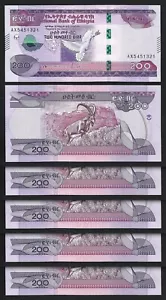 Ethiopia 200 Birr 2012 - 2020, UNC, 5 Pcs LOT, Consecutive, P-56 - Picture 1 of 4