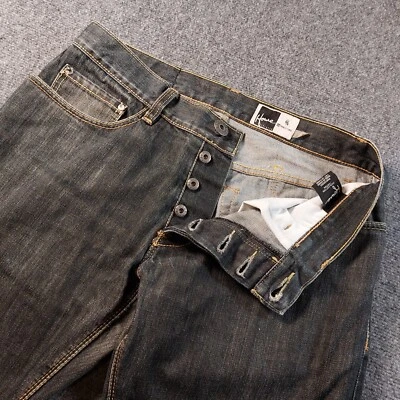 Pantalones de mezclilla de diseñador Howe Creates 32x33 calce ajustado lavado oscuro ropa informal duradera Foto 1 de 4