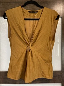 Blusa canotta donna Zara taglia XSmall twist davanti senza maniche giallo senape - Foto 1 di 8
