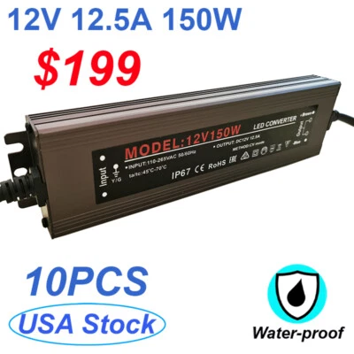 150W Waterproof Power Supply Transformer AC 265V To DC 12V Adapter For Led Strip - Image 1 of 4