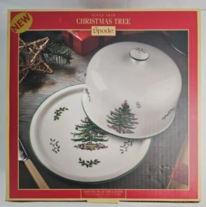 Spode Christmas Tree 2 Piece Serving Platter with Dome Set - Picture 1 of 6