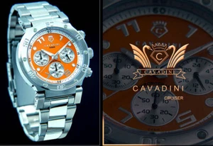 Cavadini reloj para hombres cronógrafo acero inoxidable aviador CV-810 fácil legible naranja - Imagen 1 de 2