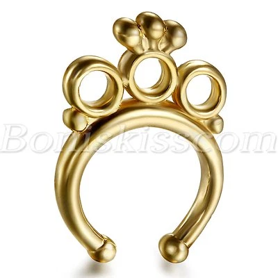Para mujeres Acero Inoxidable Estrás Corona Nariz Falsa Anillo Tachuelas Aros para Uñas Clip Foto 1 de 2