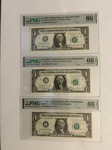 1963, 1963A, 1969 MATCHING FANCY SERIAL NUMBER $1 BILLS (SET of 3) - Picture 1 of 2