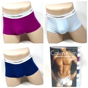 Calvin Klein 3 Pack Men's Cotton Stretch Low Rise Trunk Blue NB1085907 - Picture 1 of 6