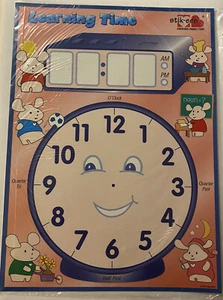 Learn Time Analog & Digital Vintage Stik-EES Laminated Board Educ. Activity NEW