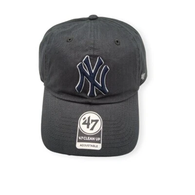'47 New York Yankees Clean Up Charcoal/Navy Logo White Out Adjustable Strap Hat - Image 1 of 4