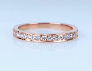 Simon G 18K Rose Gold Round Pave Diamond Anniversary Ring Wedding Band Size 5 - Picture 1 of 9
