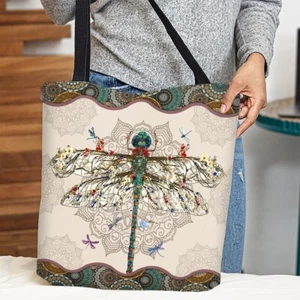 Personalized Queen Dragonfly Tote Bag, Colorful Dragonfly Lovers Handbag Gift - Picture 1 of 4
