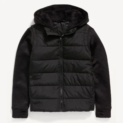 ¡NUEVO! CHAQUETA CON CAPUCHA HÍBRIDA POLAR TECHIE AZUL MARINO ANTIGUA — Negra S (6/7) Acogedora Capucha ¡RARA! Foto 1 de 4