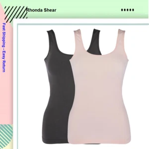 Rhonda Shear 2 Pack Seamless Cotton Smoothing Tank, Blush Pink and Charcoal, L - Picture 1 of 3