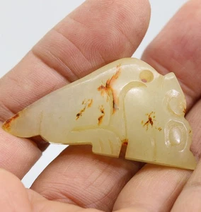 Collection ,-carved Chinese HeTian white jade beast amulet pendant D605 - Picture 1 of 4