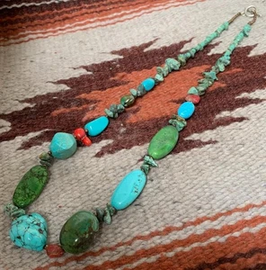 Precioso Collar África Turquesa/Coral/Mezcla Gemas/22"(y106-w2) - Imagen 1 de 2