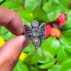 Labradorite Gemstone Handmade 925 Sterling Silver Jewelry Ring Size 6 m068 - Picture 1 of 5