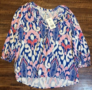 Crown & Ivy Damenbluse bedruckt rosa blau Größe Small neu mit Etikett - Bild 1 von 7