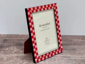 Natalini Red and Pink Chequered Photo Frame 5 x 7 - Picture 1 of 3