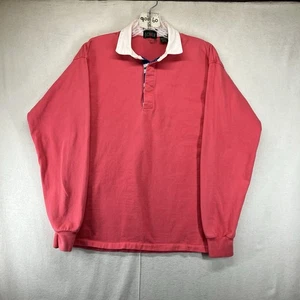 Vintage 90er Jahre J. Crew Outfitters Langarm Rugby Polo Herren klein verwaschen rot - Bild 1 von 19