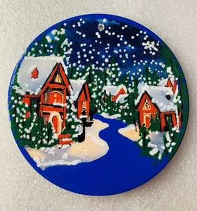 Weihnachtsdorf am Fluss handbemalt Holz Weihnachtsschmuck #82 - Bild 1 von 3