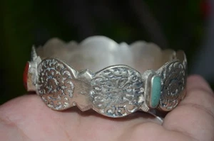 Vintage Armreif Berber Silber Armband Handarbeit Steine Amazigh Tribal Schmuck - Bild 1 von 5