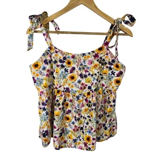 Camiseta sin mangas Babydoll floral azul marino antiguo con lazo al hombro para mujer talla S - Imagen 1 de 4