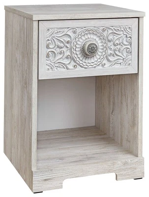 Paxberry - Whitewash - One Drawer Night Stand - Open Cubby - Image 1 of 4
