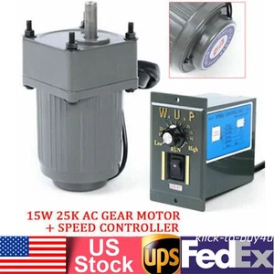 AC 110V 15W AC Gear Variable Speed Motor Electric Motor Controller 1:10 125RPM - Picture 1 of 16