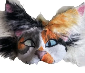Calico Katze Therian Cosplay oder pelzige Maske orange Kunstfell Filz extra elastisch - Bild 1 von 4