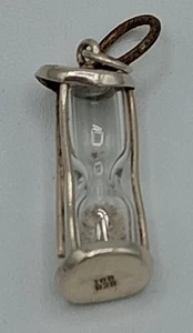 Reloj de arena de plata de ley 925 IBB con colgante de vidrio y arena de 1" x 3/8" - Imagen 1 de 2