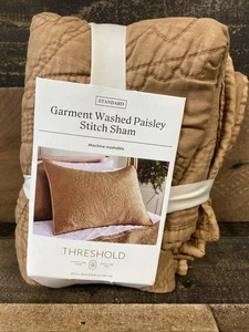 Standard Garment Washed Paisley Stitch Quilt Sham - Threshold - Camel Brown - Bild 1 von 8