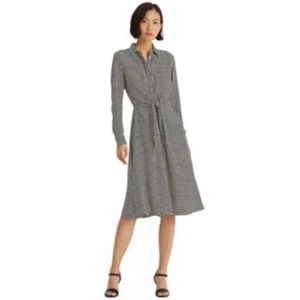 Lauren Ralph Lauren Women's Black & White Houndstooth "Georgette" Shirtdress 12P - Picture 1 of 1