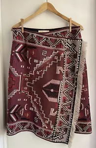 Tory Burch RARE Southwestern Blanket Boho Blanket Tassel Skirt Medium *Flaw - Picture 1 of 4