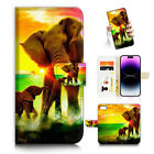 ( For Ipod Touch 5 6 7 ) Wallet Flip Case Cover Aj26042 Elephant