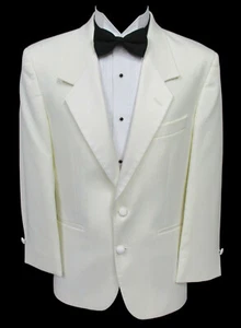 Men's Ivory Tuxedo Jacket Two Button with Satin Notch Lapels Free Shipping - Picture 1 of 4