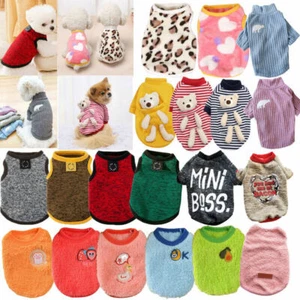 Pet Dog Warm Coat Fleece Jacket Jumper Sweater Winter Clothes Puppy Vest T Shirt - Picture 1 of 38