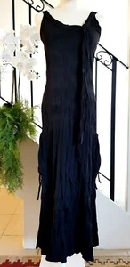 Morgan Marks Size 10 Black Crinkled Jersey Sleeveless Scoop Neck Maxi Dress - Picture 1 of 9