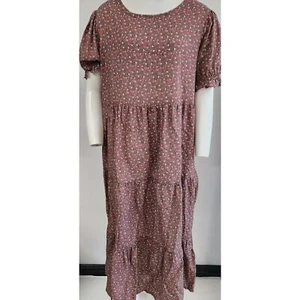 Jrynoeu braunes Kleid mit Blumenmuster Damen L neu mit Etikett - Bild 1 von 12