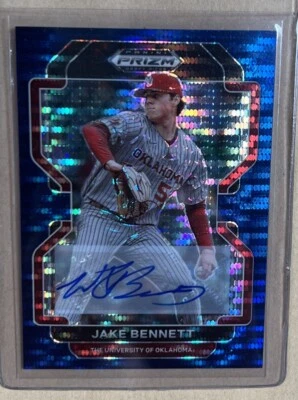 2022 Panini Prizm Baseball Draft Jake Bennett 4/9 Blue Pulsar Prizm Auto #PDP45 - Image 1 of 4