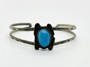 Old Pawn Natural Hard Sleeping Beauty Turquoise Cabochon Cuff - Picture 1 of 9