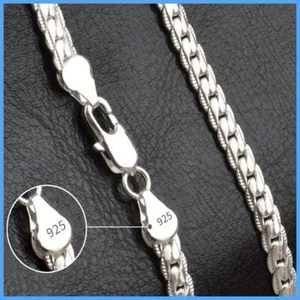 Collar de Cadena de Plata Liso 925 Esterlina .925 Italia Hombre y Mujer Italiano - Imagen 1 de 24