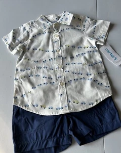 2 Piece Carters Baby Boy SS Shirt And Blue Shorts Size 12 Months - Picture 1 of 6