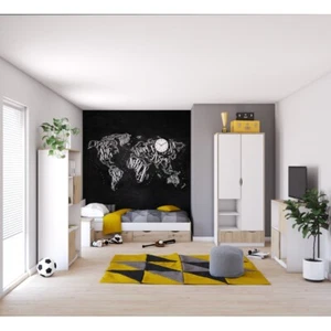 Set aus Bett, Kleiderschrank, hohes Regal, niedriges Regal, Nachttisch JOY I - Bild 1 von 17