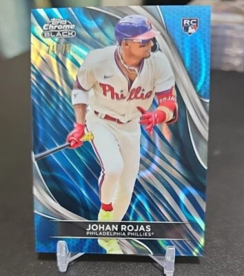 2024 Topps Chrome Black Johan Rojas Rookie RC Blue Lava Refractor /75 #90 - Image 1 of 2