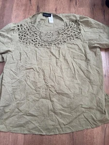 NEW Lane Bryant Women's Size 28 Blouse Top Shirt Green Short Sleeve - Picture 1 of 5