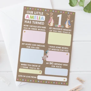 x10 Personalised Peter Rabbit Time Capsule Cards 1st Birthday Christening Baby - Picture 1 of 2