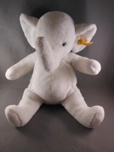 Vtg Steiff 11" White Elephant Plush Stuffed Animal 669224 KNOPF IM OHR - Picture 1 of 11